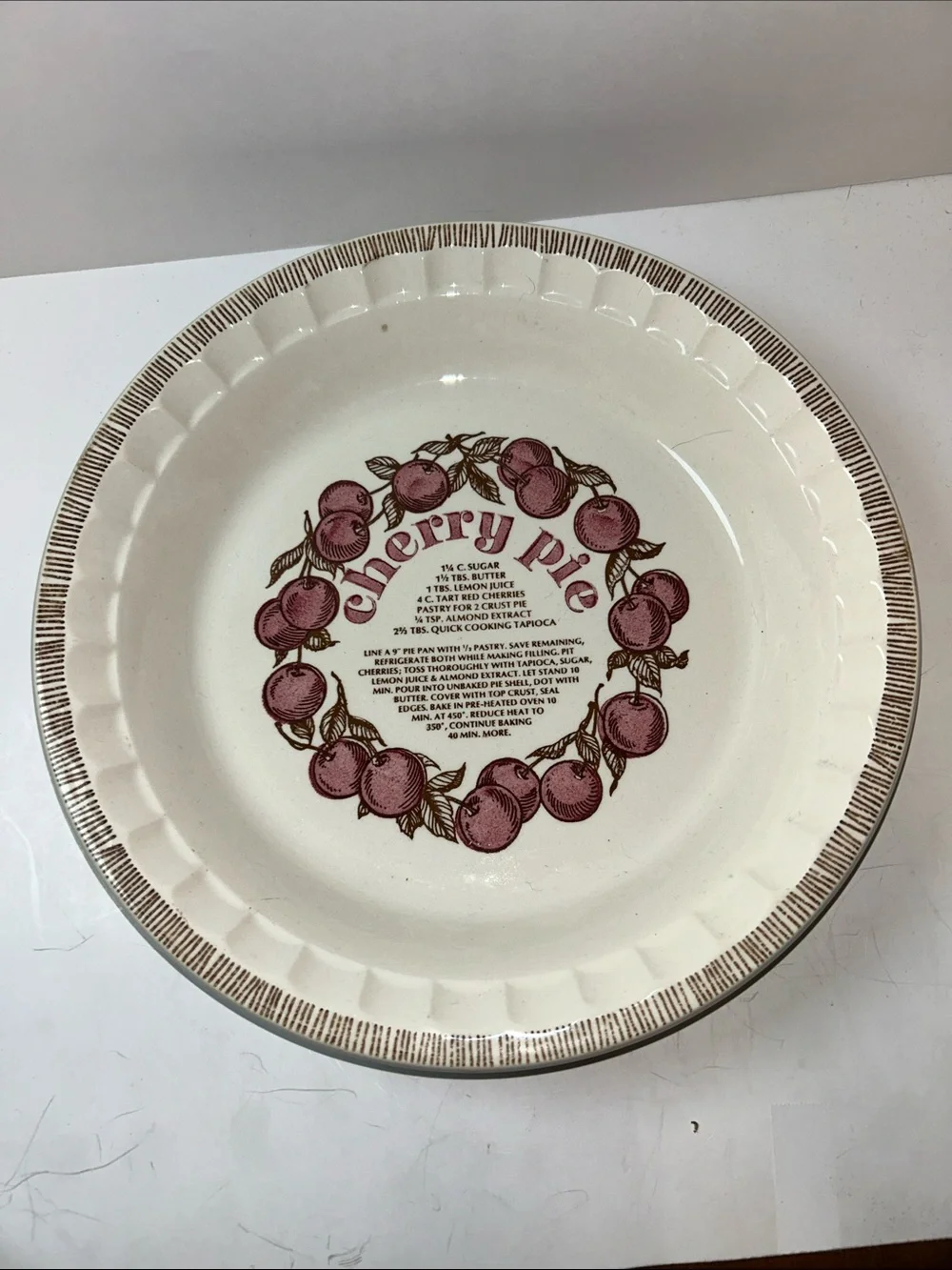 1983 Royal China Jeannette Country Ceramic Harvest cherry pie recipe plate